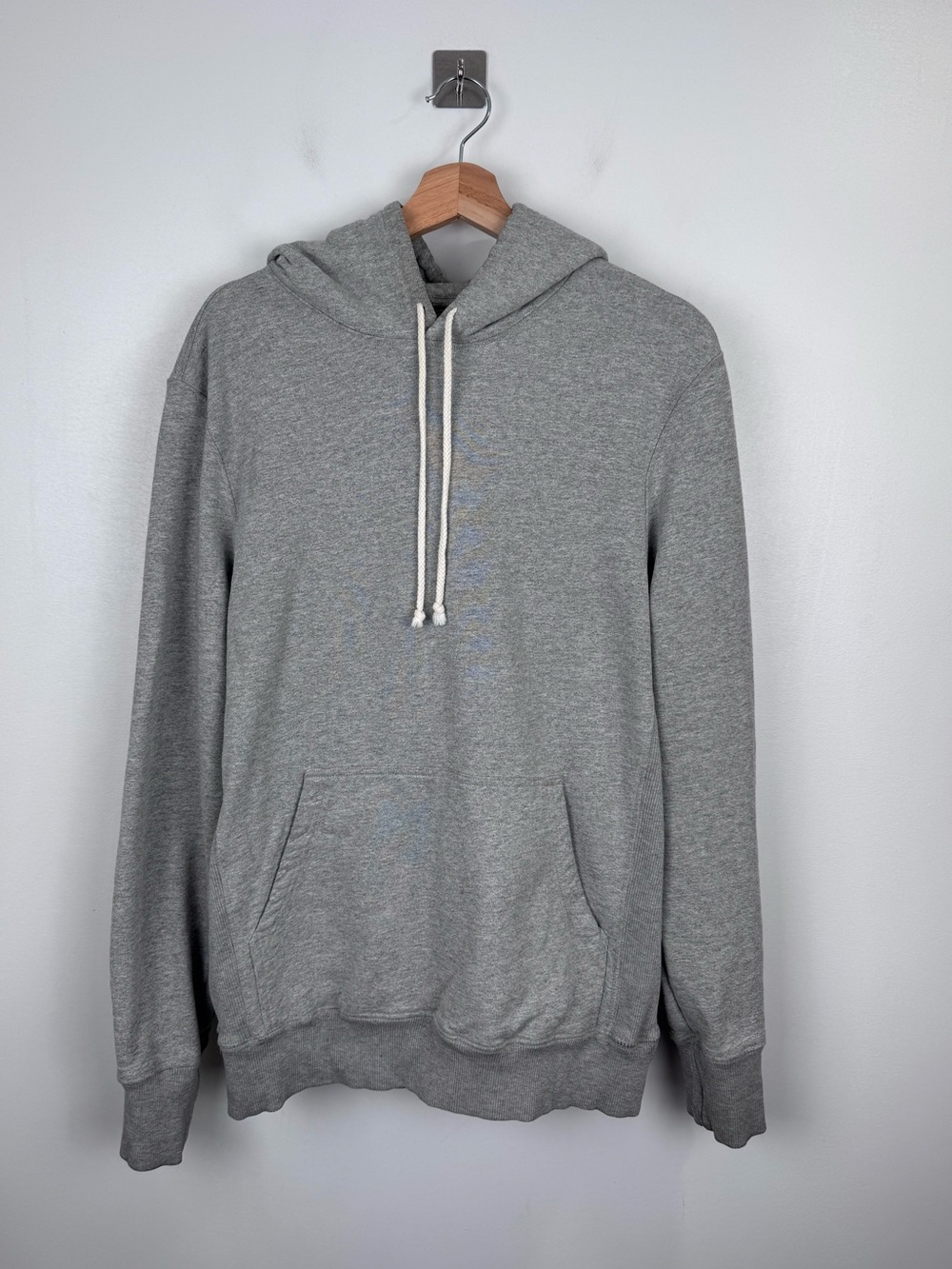 Tellason Men Reverse Weave Loopwheel Heather Grey Hoodie Size Large